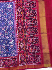 Purplish Blue & Pink Narikunj Single Ikat Patan Patola Saree