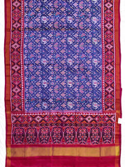Purplish Blue & Pink Narikunj Single Ikat Patan Patola Saree