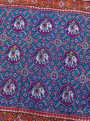 Red & Turquoise Manekchwok Narikunj Mix Single Ikat Patan Patola Saree