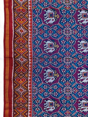 Red & Turquoise Manekchwok Narikunj Mix Single Ikat Patan Patola Saree