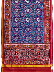Red & Turquoise Manekchwok Narikunj Mix Single Ikat Patan Patola Saree