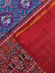 Red & Turquoise Manekchwok Narikunj Mix Single Ikat Patan Patola Saree