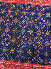 Red & Blue Navrata Single Ikat Patan Patola Saree