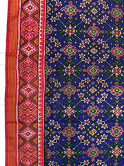 Red & Blue Navrata Single Ikat Patan Patola Saree