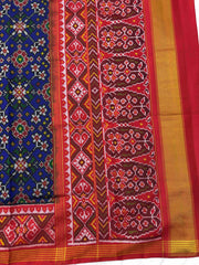 Red & Blue Navrata Single Ikat Patan Patola Saree