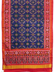 Red & Blue Navrata Single Ikat Patan Patola Saree