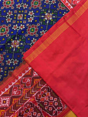 Red & Blue Navrata Single Ikat Patan Patola Saree