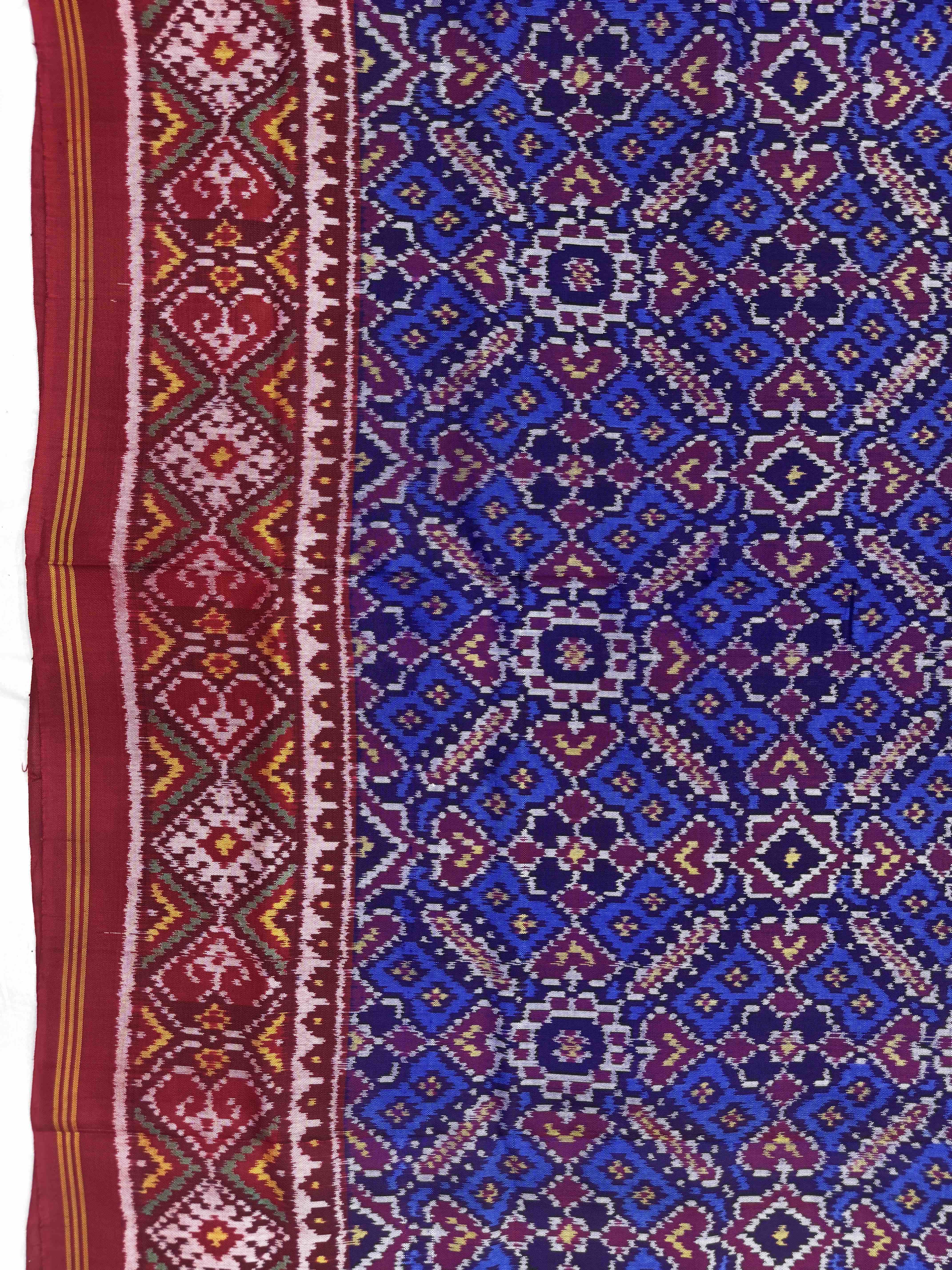 Red & Blue Manekchowk Single Ikat Patan Patola Saree