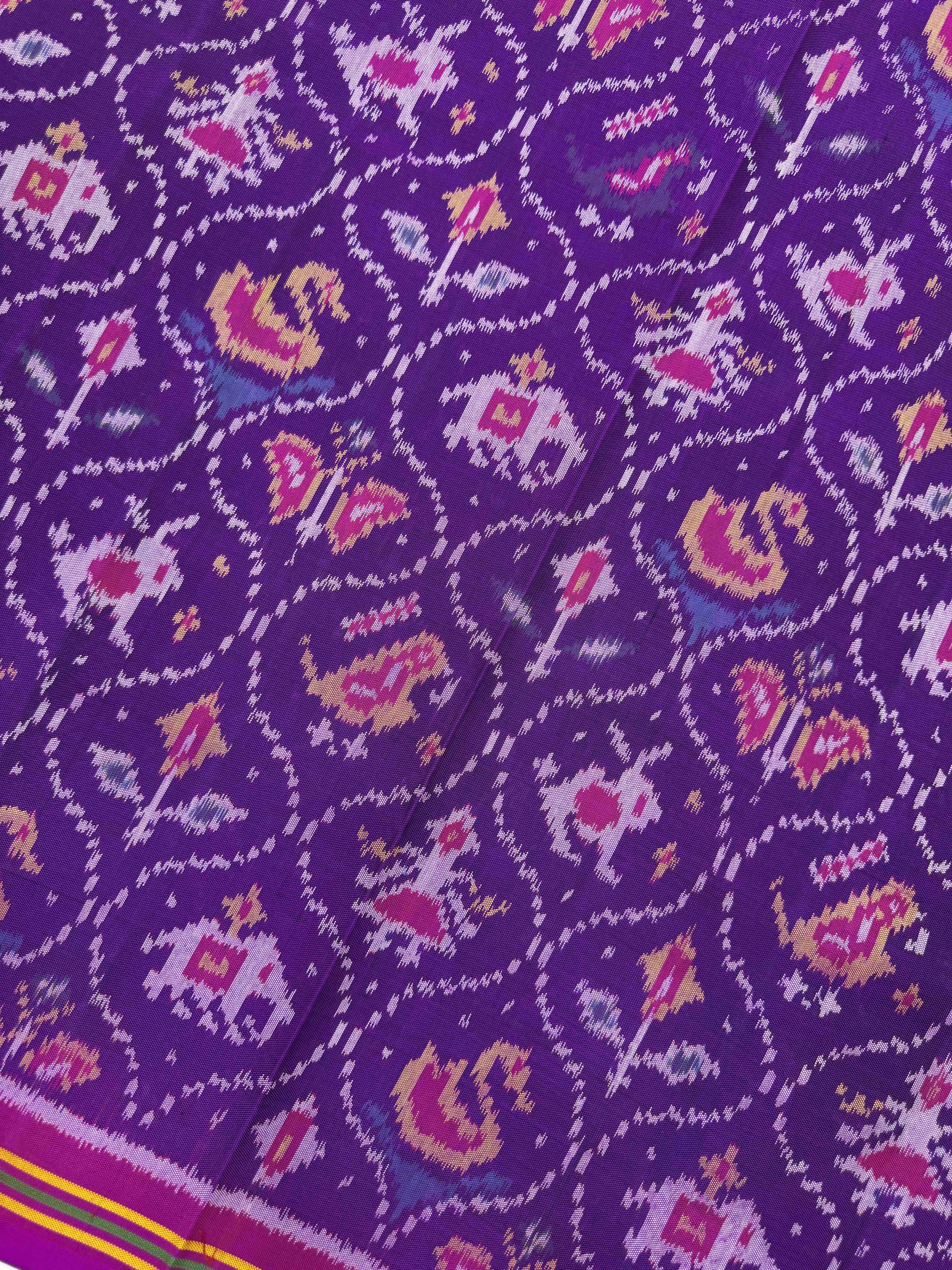Pink & Purple Small Matka Narikunj Single Ikat Patan Patola Saree
