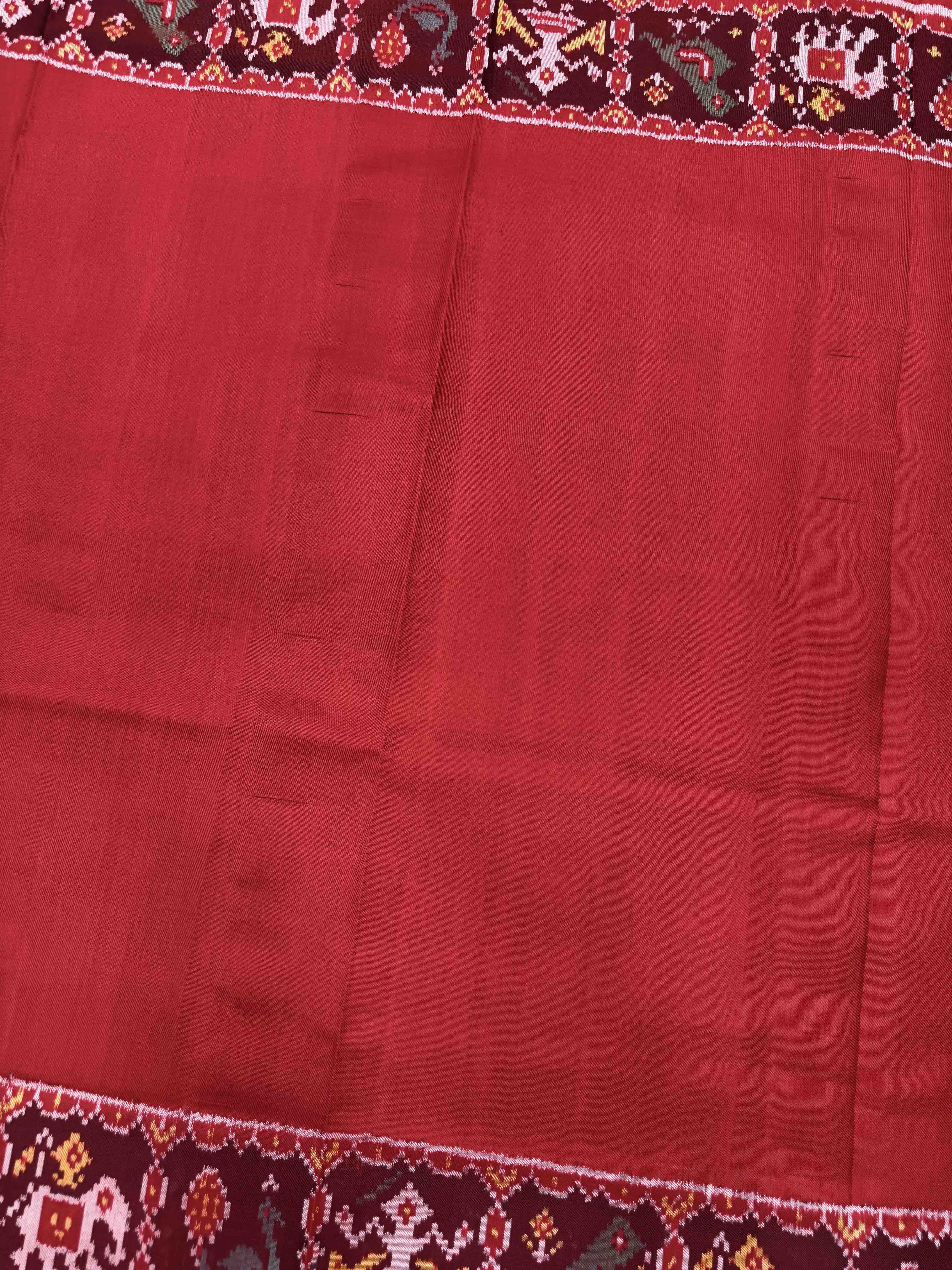 Red Plain With Navratan Blouse Single Ikat Patan Patola Saree