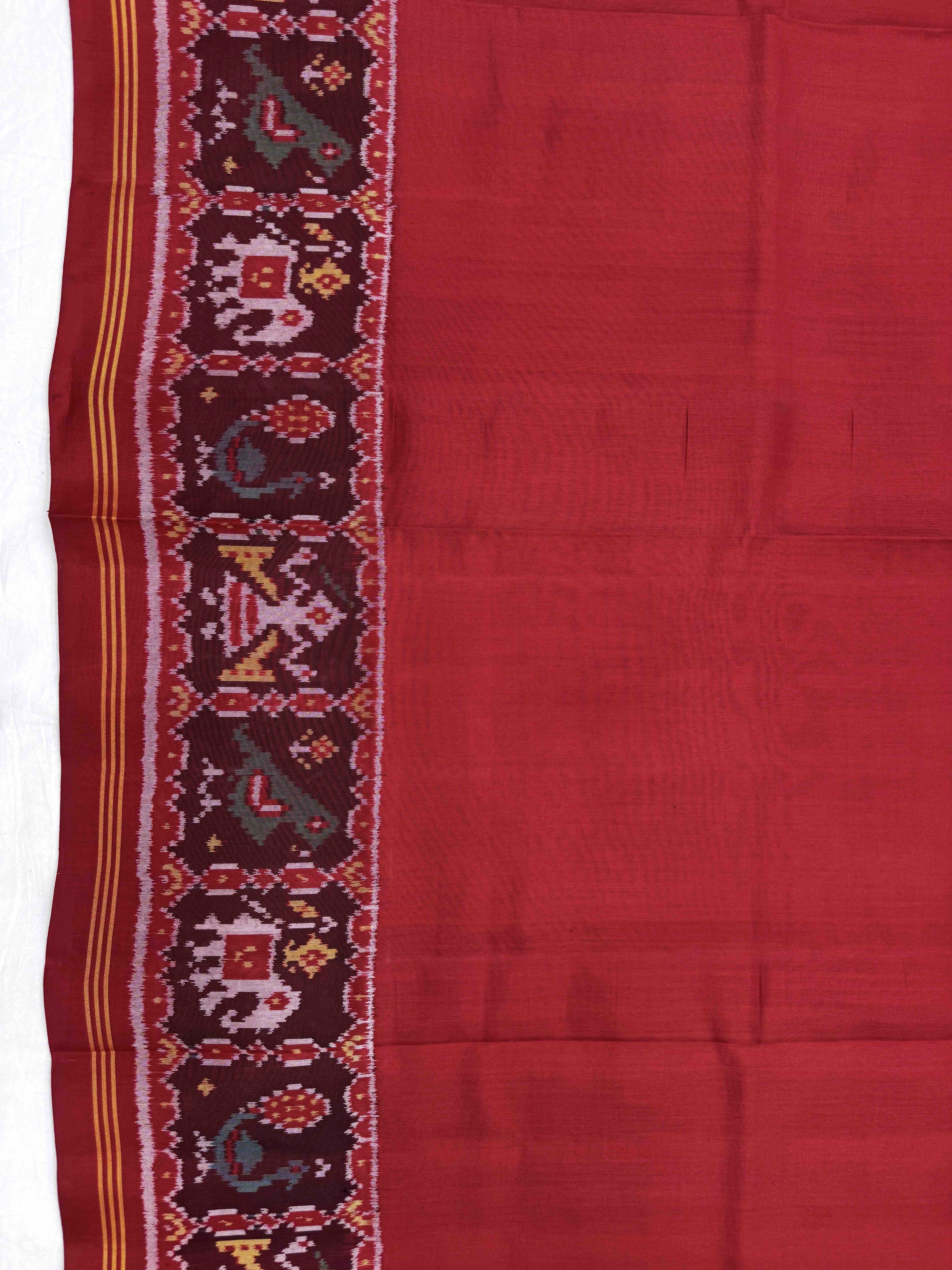 Red Plain With Navratan Blouse Single Ikat Patan Patola Saree