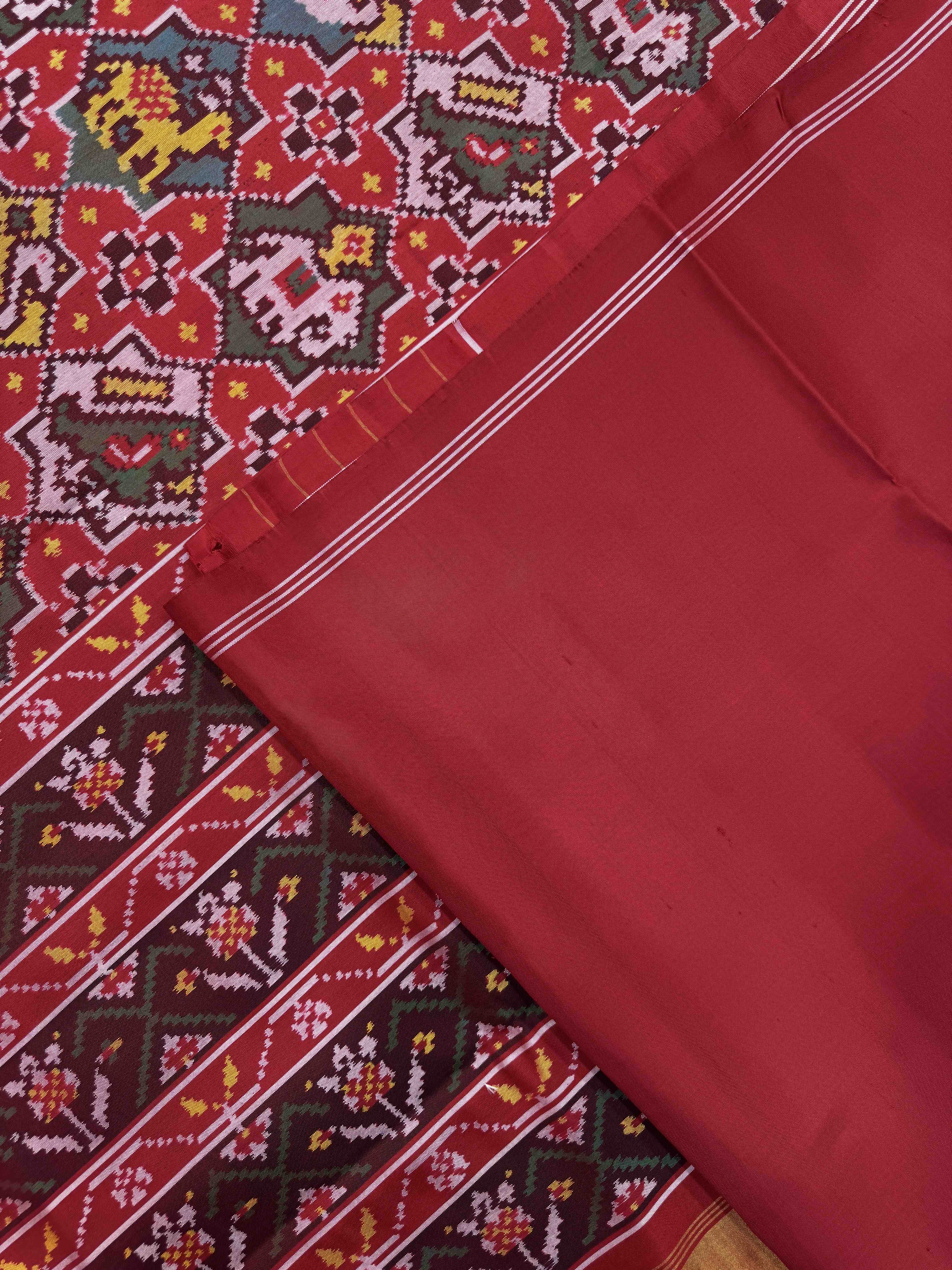 Red Star Narikunj Single Ikat Patan Patola Saree