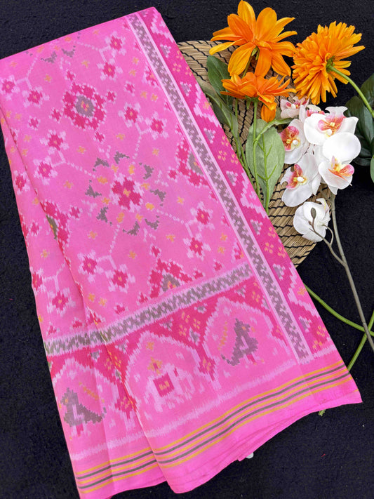 Light Pink Navratan Single Ikat Patan Patola Saree