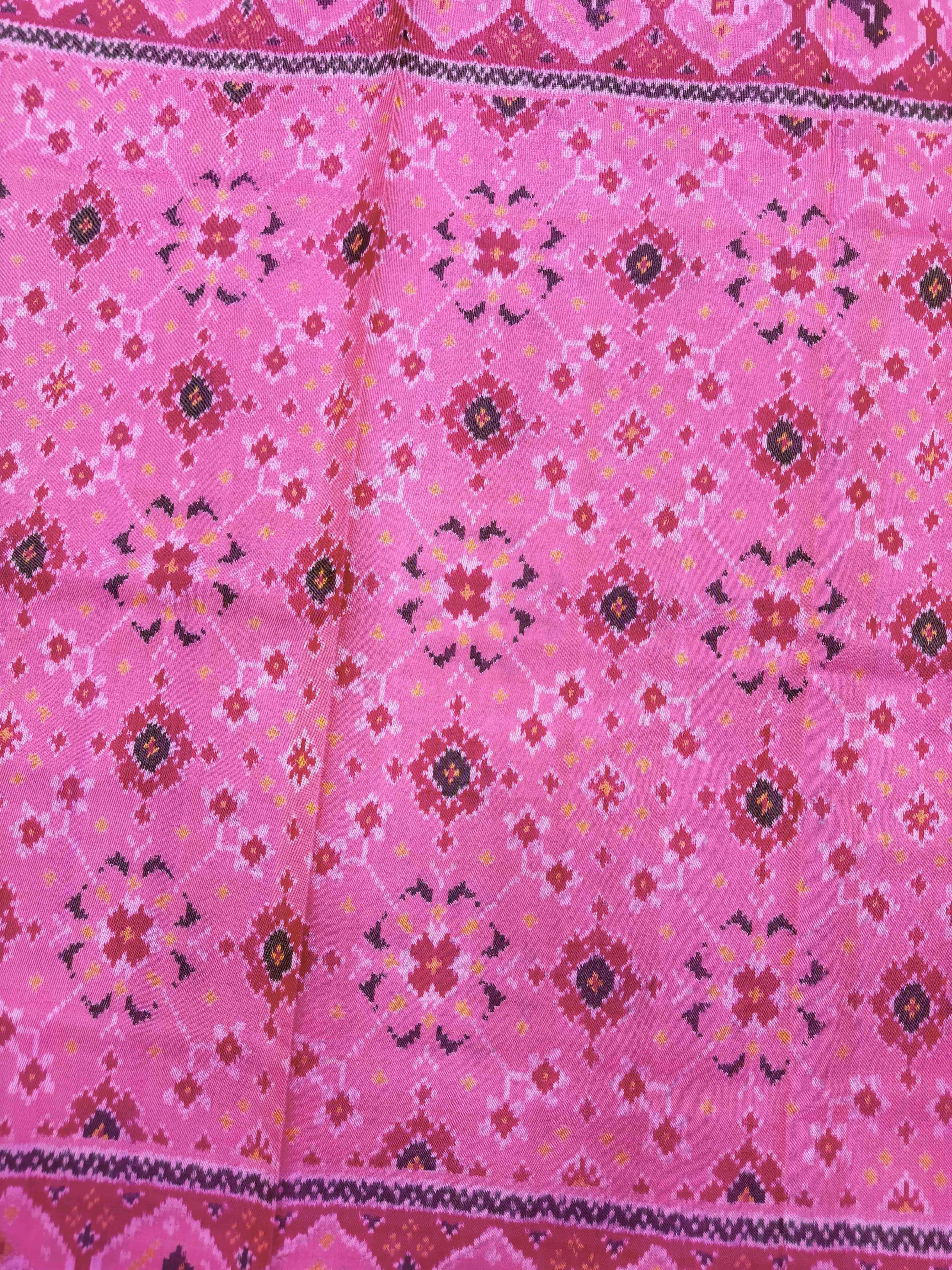 Light Pink Navratan Single Ikat Patan Patola Saree