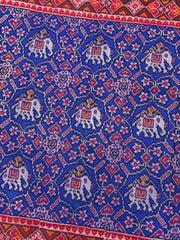 Red & Blue Manekchowk Narikunj Mix Single Ikat Patan Patola Saree