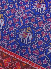 Red & Blue Manekchowk Narikunj Mix Single Ikat Patan Patola Saree