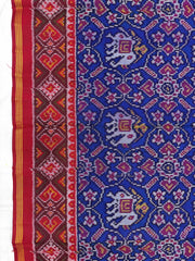 Red & Blue Manekchowk Narikunj Mix Single Ikat Patan Patola Saree