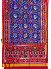 Red & Blue Manekchowk Narikunj Mix Single Ikat Patan Patola Saree