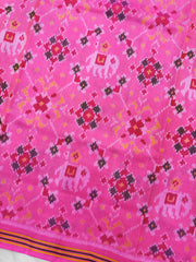 Light Pink Elephant Navratan Mix Single Ikat Patan Patola Saree