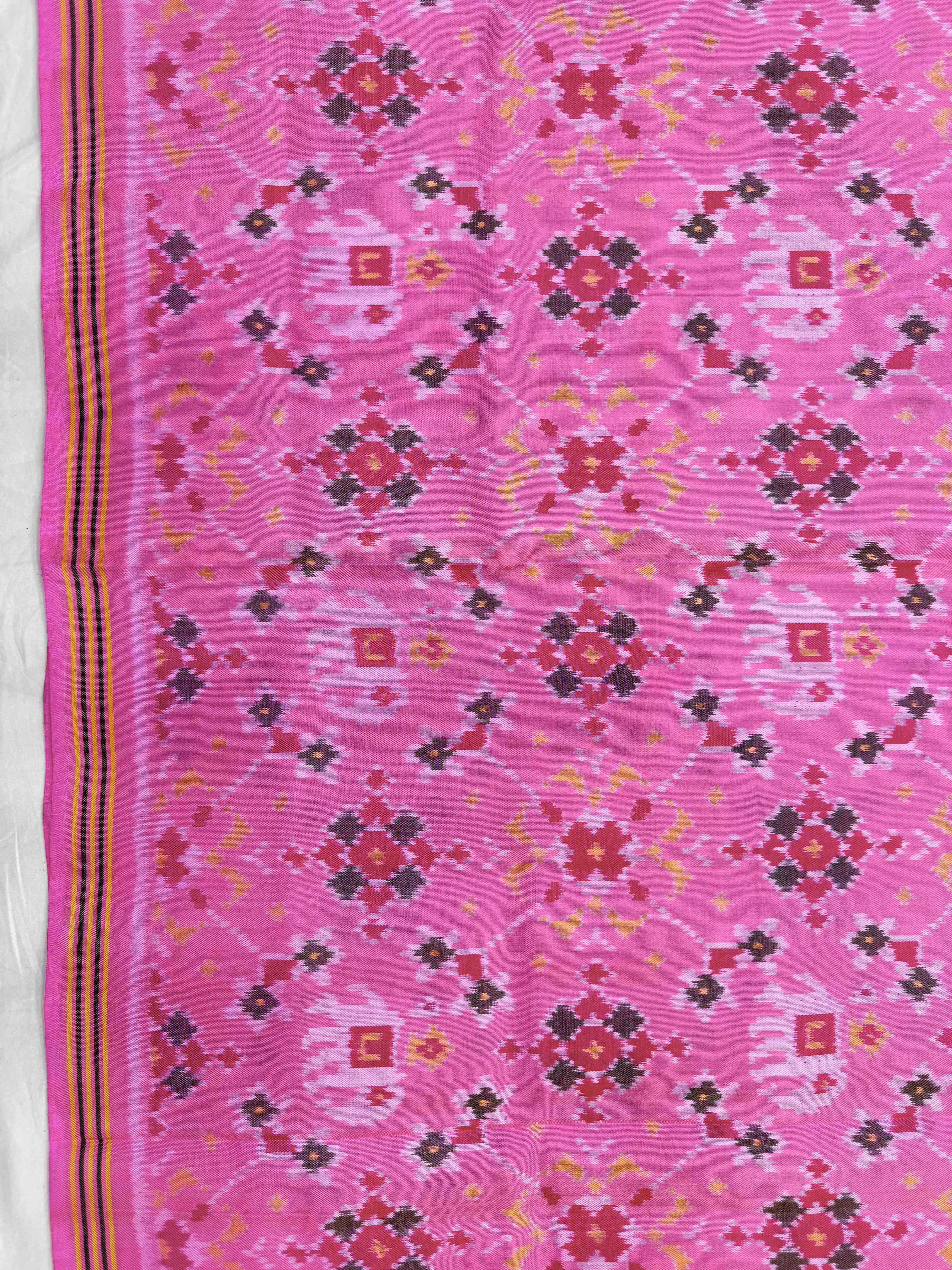 Light Pink Elephant Navratan Mix Single Ikat Patan Patola Saree