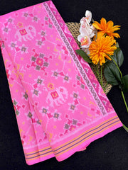 Light Pink Elephant Navratan Mix Single Ikat Patan Patola Saree