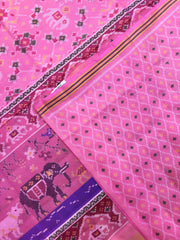 Light Pink Elephant Navratan Mix Single Ikat Patan Patola Saree