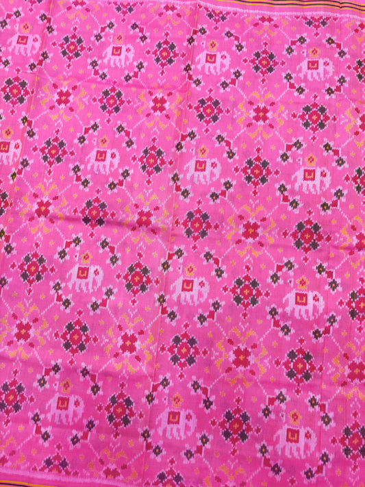 Light Pink Elephant Navratan Mix Single Ikat Patan Patola Saree