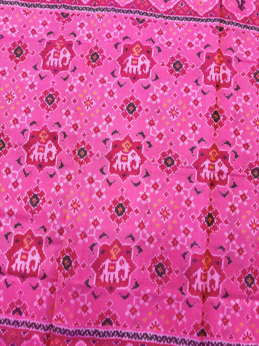 Light Pink Star Elephant Navratan Mix Single Ikat Patan Patola Saree