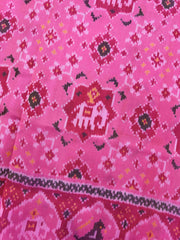 Light Pink Star Elephant Navratan Mix Single Ikat Patan Patola Saree