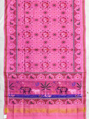Light Pink Star Elephant Navratan Mix Single Ikat Patan Patola Saree