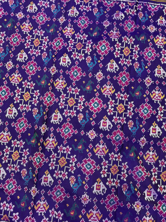 Purplish Blue Navratan Narikunj Mix Single Ikat Patan Patola Saree