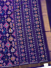 Purplish Blue Navratan Narikunj Mix Single Ikat Patan Patola Saree