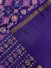 Purplish Blue Navratan Narikunj Mix Single Ikat Patan Patola Saree