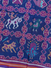 Blue Sakdi Narikunj Single Ikat Patan Patola Saree