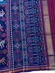 Blue Sakdi Narikunj Single Ikat Patan Patola Saree