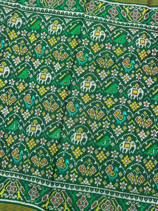 Green Samll Narikunj Single Ikat Patan Patola Saree
