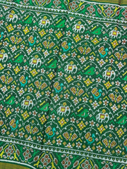 Green Samll Narikunj Single Ikat Patan Patola Saree