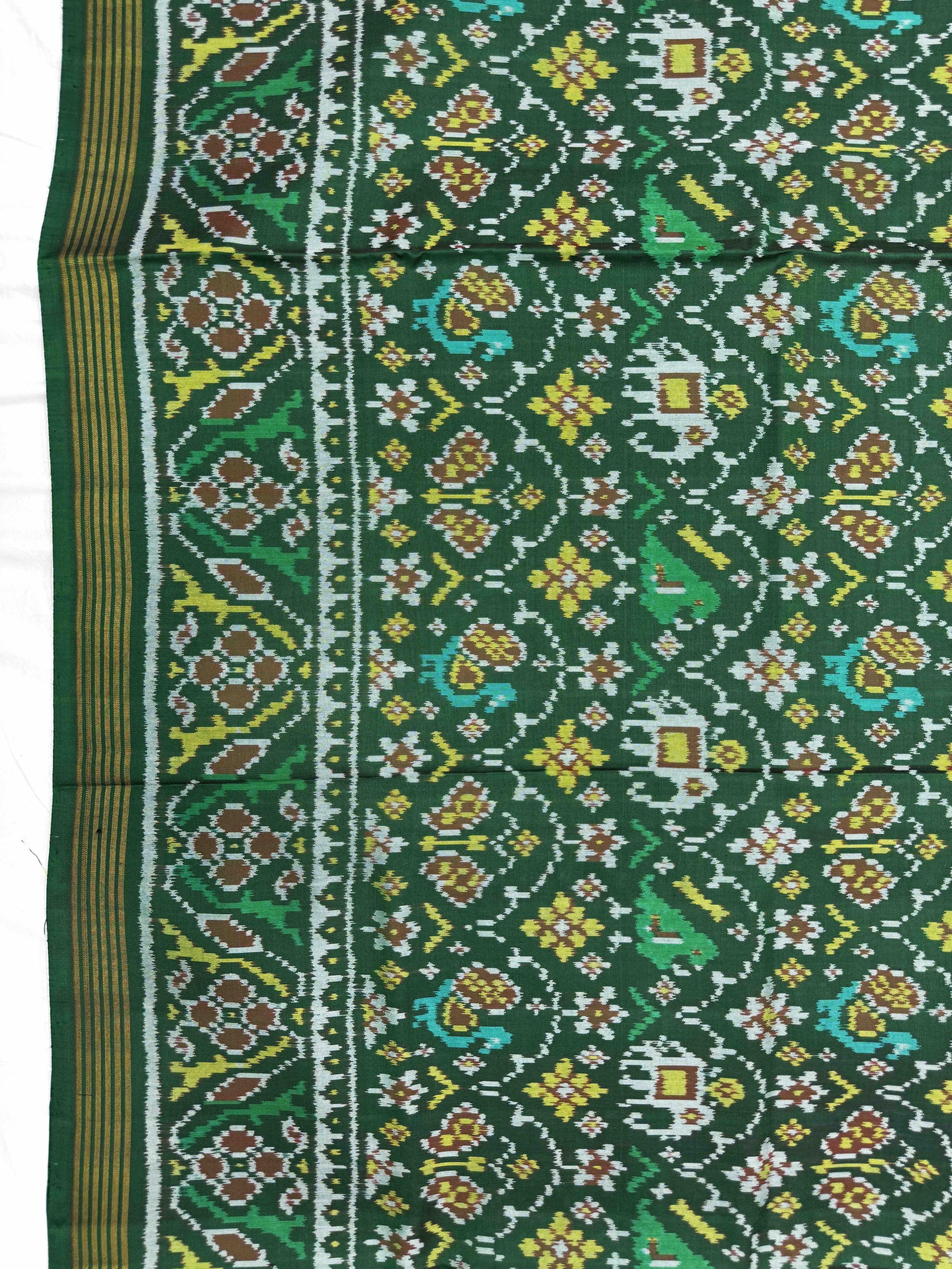 Green Samll Narikunj Single Ikat Patan Patola Saree