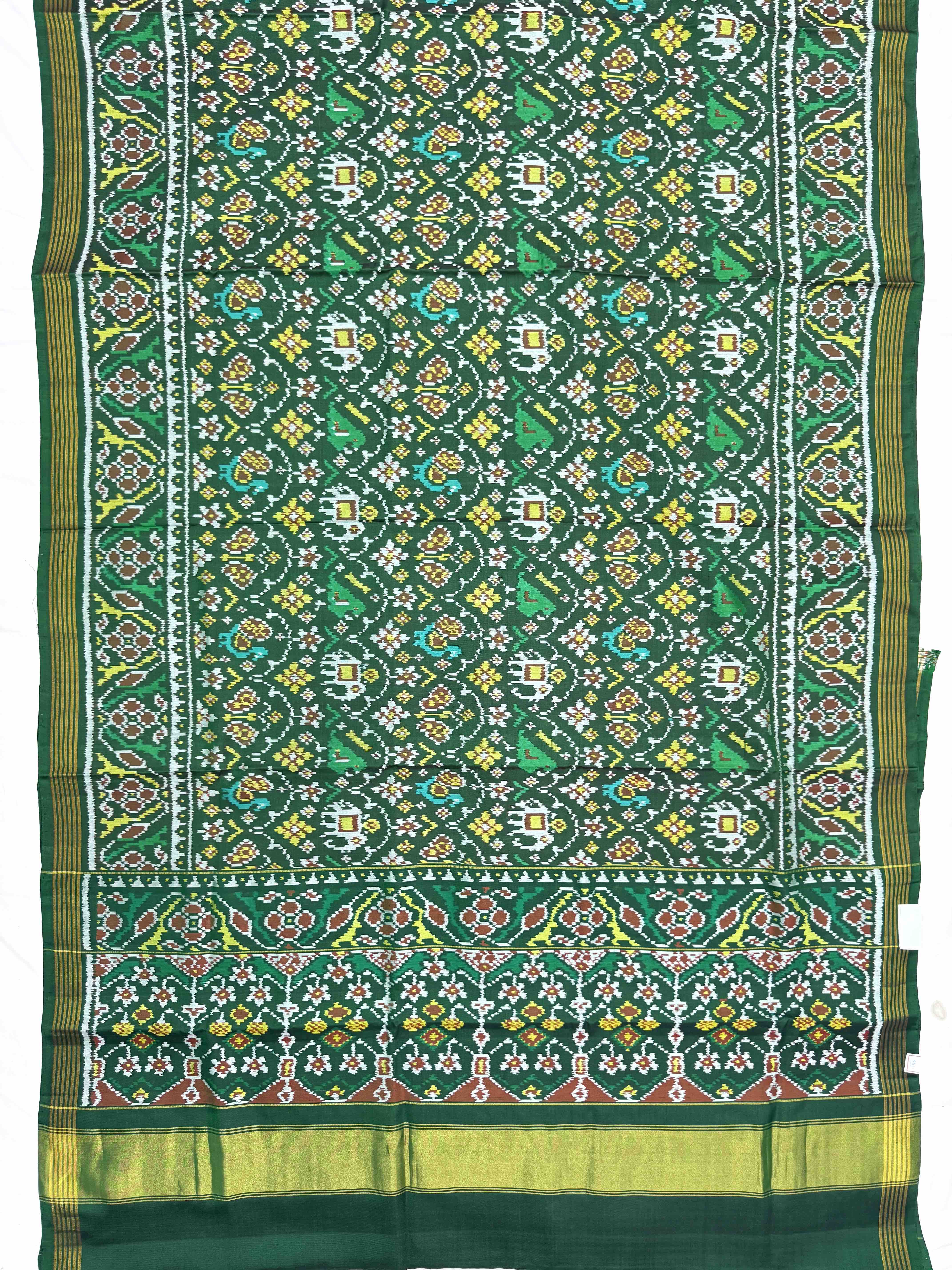 Green Samll Narikunj Single Ikat Patan Patola Saree