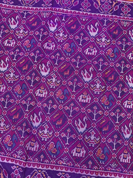 Purple Narikunj Single Ikat Patan Patola Saree
