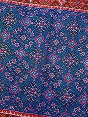 Red & Turquoise Navratan Single Ikat Patan Patola Saree