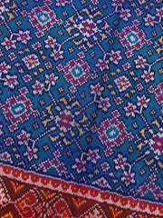 Red & Turquoise Navratan Single Ikat Patan Patola Saree