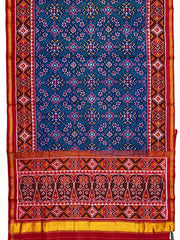 Red & Turquoise Navratan Single Ikat Patan Patola Saree