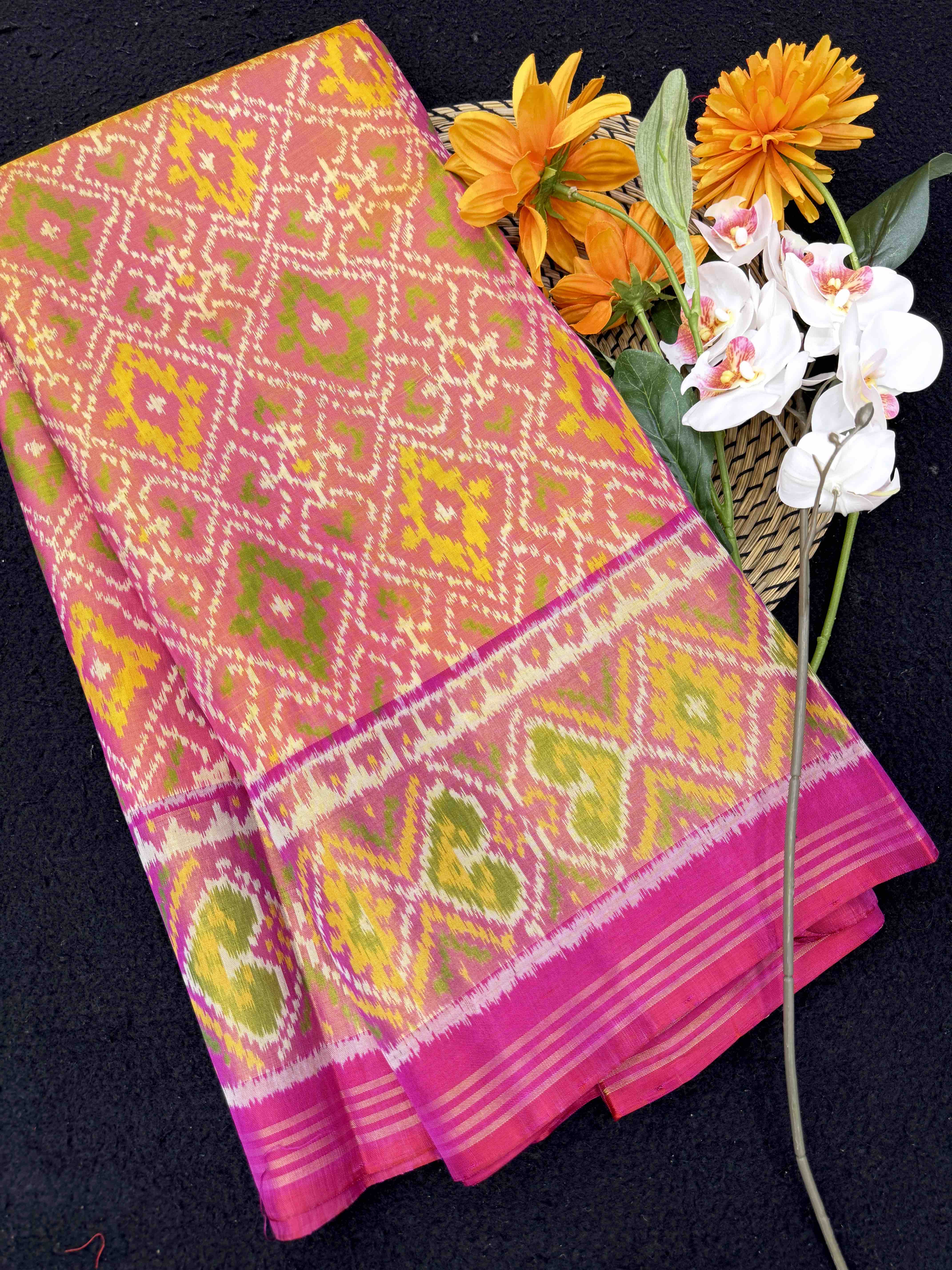 Pink & Peach Panchanda Patola Saree