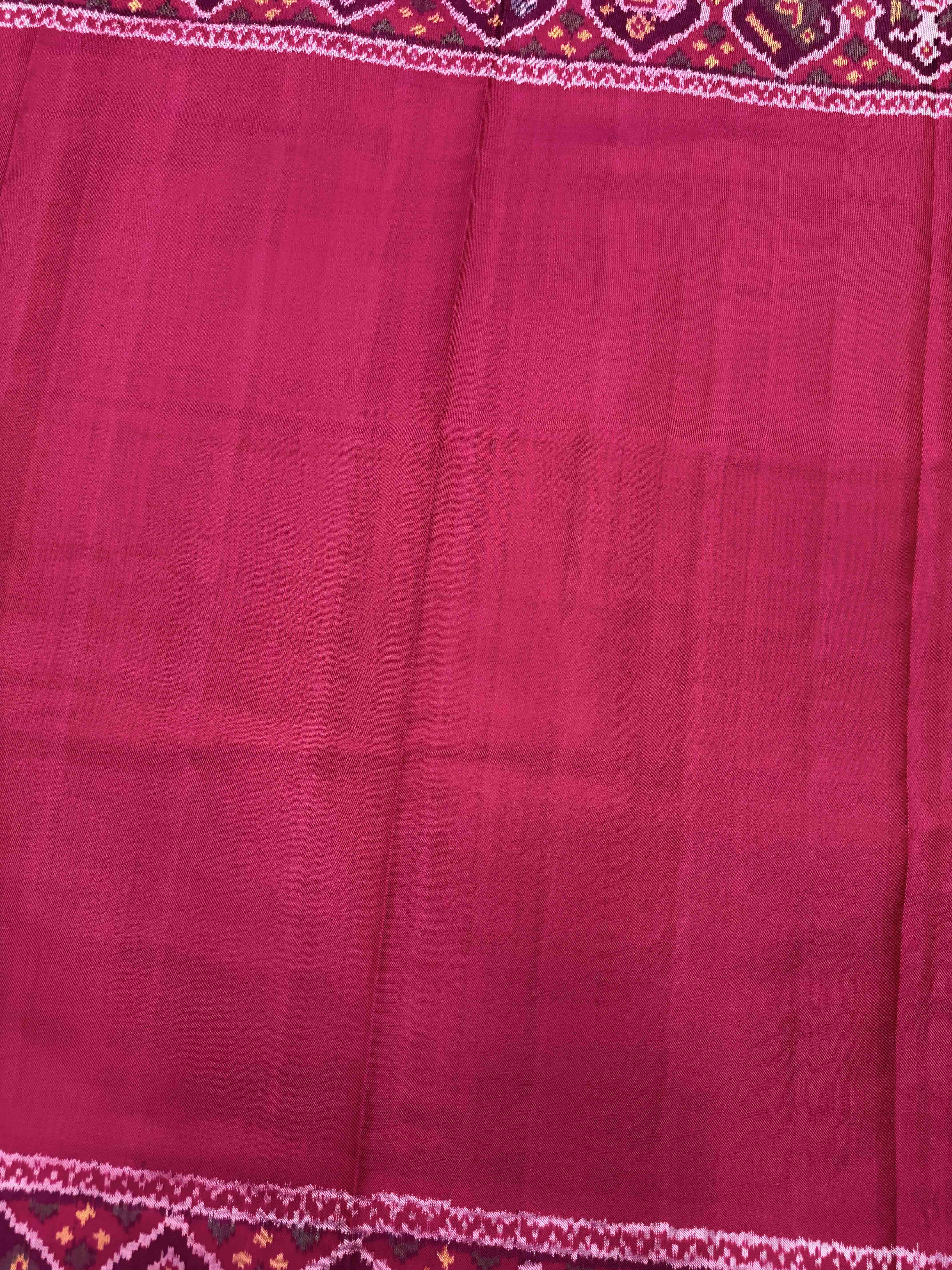 Pink Plain Single Ikat Patan Patola Saree