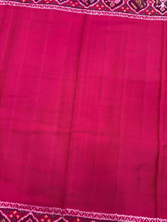 Pink Plain Single Ikat Patan Patola Saree