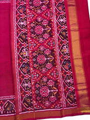 Pink Plain Single Ikat Patan Patola Saree