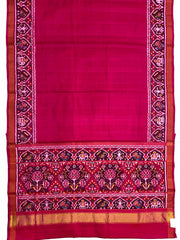 Pink Plain Single Ikat Patan Patola Saree