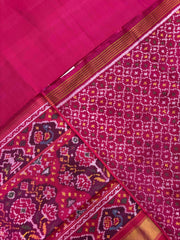 Pink Plain Single Ikat Patan Patola Saree