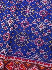 Red & Blue Navratan Single Ikat Patan Patola Saree
